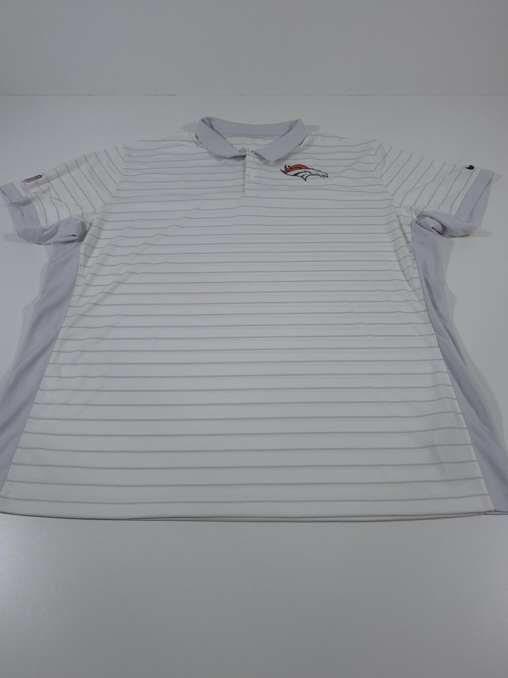 Denver Broncos Shirt Mens 3XL White NFL Football Nike Dri Fit Golf Polo